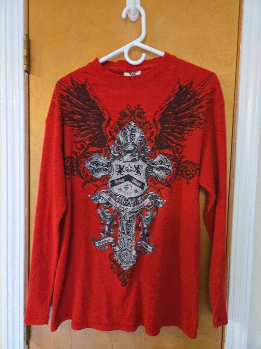 Vintage Avirex T Shirt Mens L Red Cross Short Sleeve Skater Y2K Waffle Knit